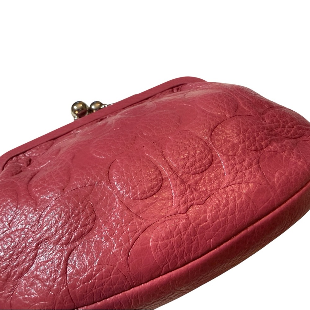 Coach Embossed Leather Kiss-Lock Coin Purse in Sunset Red, NWT - Picture 9 of 11